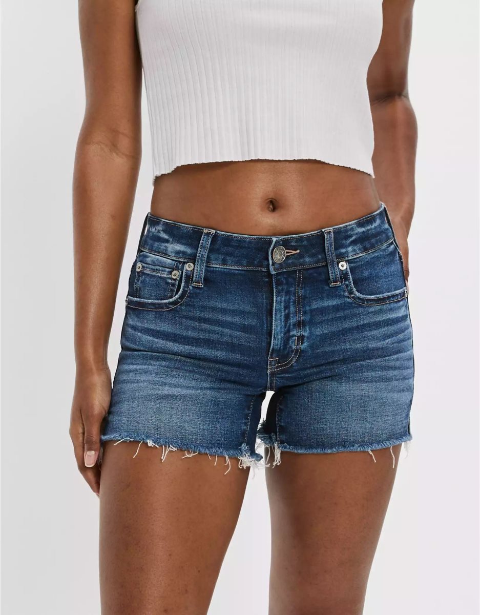 Shorts American Eagle AE Stretch Denim Midi Indigo Foncé Lavage Femme | CNQ-60249120